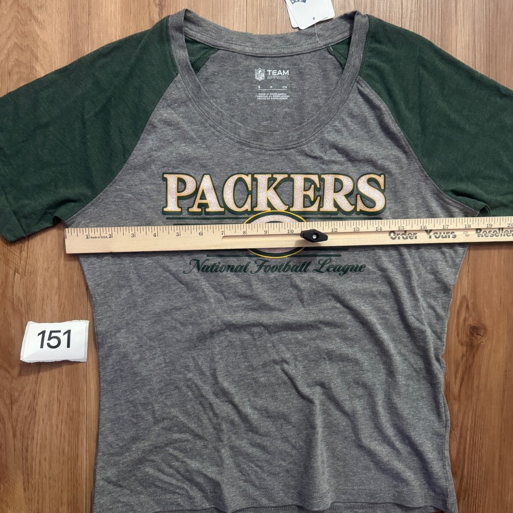 NFL Team Apparel Green Bay Packers Gray Raglan T Shirt Women's Small NWT - Picture 5 of 5
